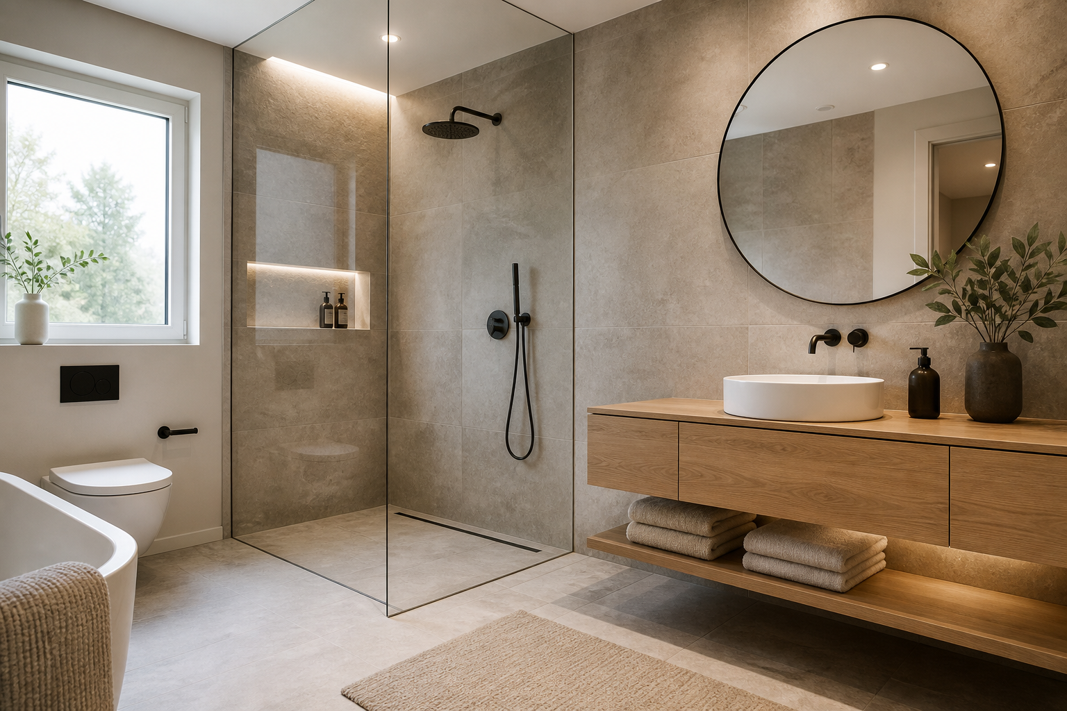 Modern gestaltetes Badezimmer